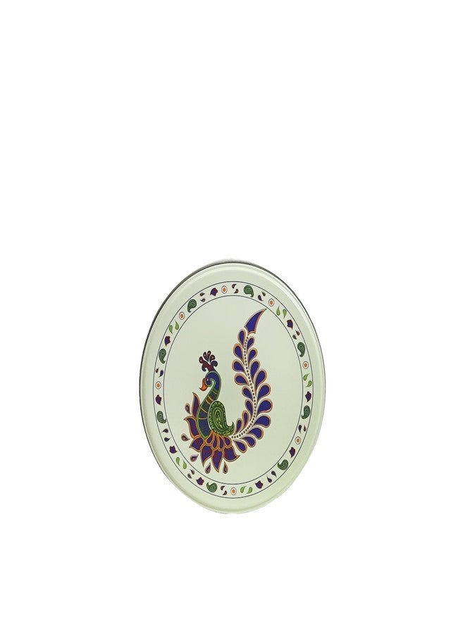 GLISTENDECOR Circular Tin Storage Box(Medium, Light Green),Airtight Cookie, Biscuit Jar & Kitchen Décor Perfect for Beads, Buttons & Essentials Organizer,Durable & Multipurpose Metal Box, Pack of 1 - Image 2